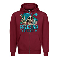 Burgundy freezing to death winter skull Zipper Hoodie - Jasminsmagicworld