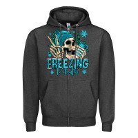 Charcoal Heather freezing to death winter skull Zipper Hoodie - Jasminsmagicworld