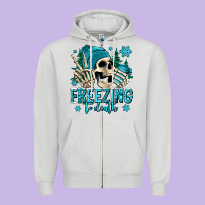 Freezing To Death Winter Skull Zipper Hoodie Designed By Jasminsmagicworld