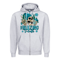 Heather Grey freezing to death winter skull Zipper Hoodie - Jasminsmagicworld