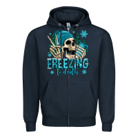 Navy freezing to death winter skull Zipper Hoodie - Jasminsmagicworld