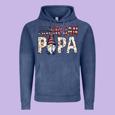 American Papa With Gnome Vintage Hoodie Designed By Nancycooperartshop