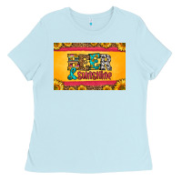 Baby Blue beer and sunshine skinny metal can holder Ladies Tee - HRA Design Shop
