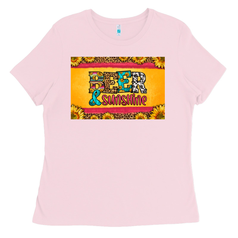Beer And Sunshine Skinny Metal Can Holder Ladies Tee by HRA Design Shop | Teevron