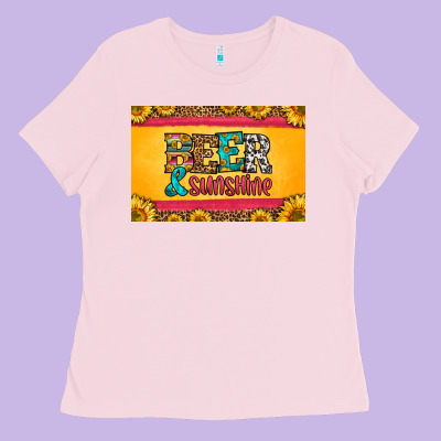 Beer And Sunshine Skinny Metal Can Holder Ladies Tee Designed By Hra Design Shop