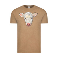 Vintage Coffee charolais calf face Vintage Tee - LillyAllenDesigns
