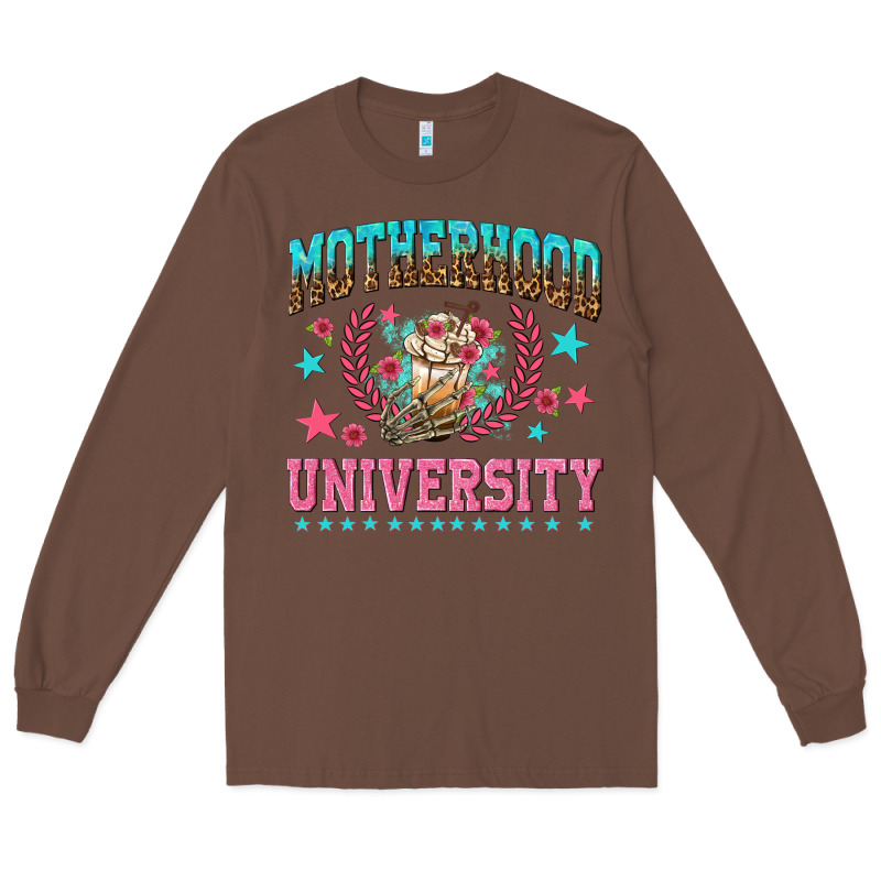 Motherhood University With Coffee Long Sleeve Tee by NancyCooperArtShop | Teevron