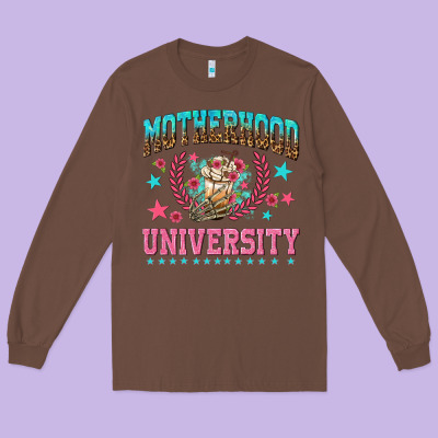 Motherhood University With Coffee Long Sleeve Tee Designed By Nancycooperartshop