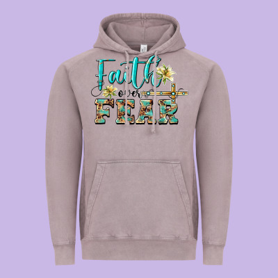 Faith Over Fear With Cross Vintage Hoodie Designed By Barkaloodesign
