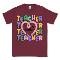 Burgundy teacher and pencil heart Classic Tee - MaliasSmallBusiness