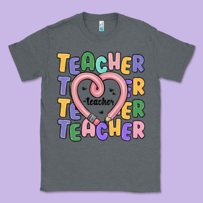 Teacher And Pencil Heart Classic Tee Designed By Maliassmallbusiness