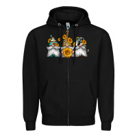 Black western sunflowers gnomes Zipper Hoodie - Jasminsmagicworld