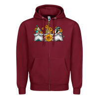 Burgundy western sunflowers gnomes Zipper Hoodie - Jasminsmagicworld