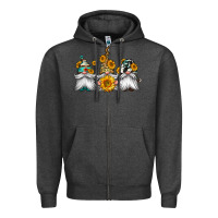 Charcoal Heather western sunflowers gnomes Zipper Hoodie - Jasminsmagicworld