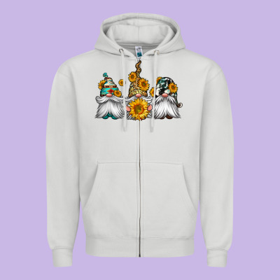 Western Sunflowers Gnomes Zipper Hoodie Designed By Jasminsmagicworld