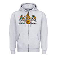 Heather Grey western sunflowers gnomes Zipper Hoodie - Jasminsmagicworld