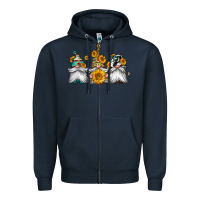 Navy western sunflowers gnomes Zipper Hoodie - Jasminsmagicworld