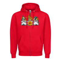 Red western sunflowers gnomes Zipper Hoodie - Jasminsmagicworld