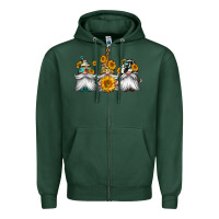 Sports Green western sunflowers gnomes Zipper Hoodie - Jasminsmagicworld