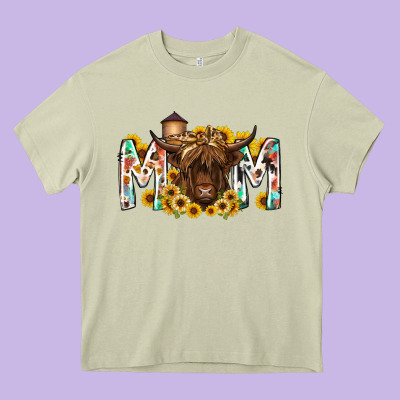 Mom Highland Cow Heavy Core Tee Designed By Racoondesign