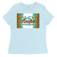 Baby Blue best teacher ever skinny metal can holder Ladies Tee - HRA Design Shop