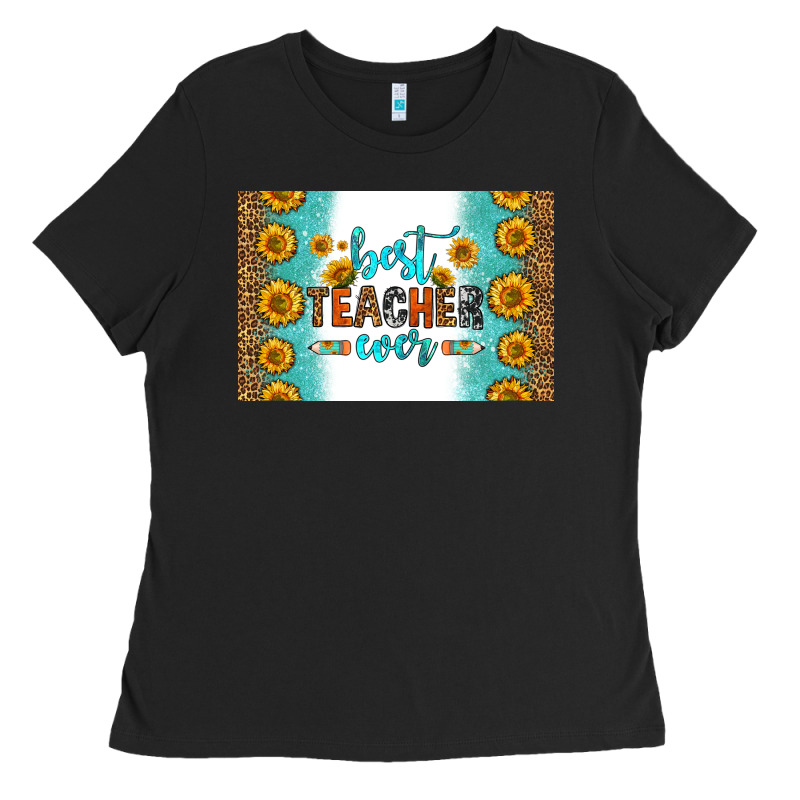 Best Teacher Ever Skinny Metal Can Holder Ladies Tee by HRA Design Shop | Teevron