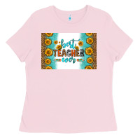 Bubblegum Pink best teacher ever skinny metal can holder Ladies Tee - HRA Design Shop