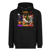 Black happy hallothanksmas dogs Heavyweight Hoodie - texasbilliewilder