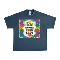 Midnight Navy ı love someone with autism Urban Heavy Tee - MaliasSmallBusiness