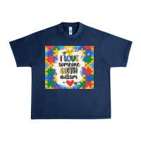 Navy ı love someone with autism Urban Heavy Tee - MaliasSmallBusiness