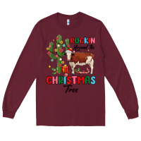 Burgundy rockin around the christmas tree Long Sleeve Tee - MaliasSmallBusiness