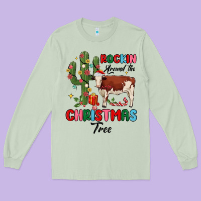 Rockin Around The Christmas Tree Long Sleeve Tee Designed By Maliassmallbusiness