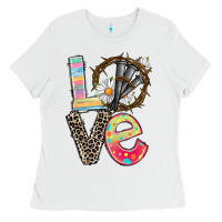 White Love crown of thorns Easter Day Ladies Tee - CowGirlArtShop