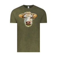 Vintage Olive Charolais bull face Vintage Tee - LillyAllenDesigns