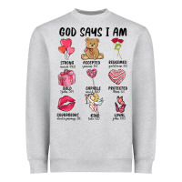 Heather Grey god says i am valentine's day Heavyweight Sweatshirt - MaliasSmallBusiness