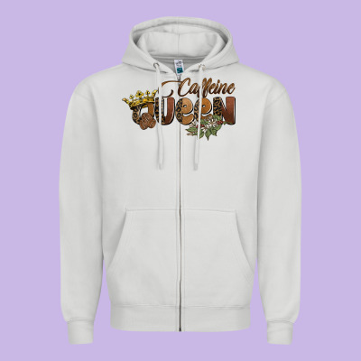 Caffeine Queen Zipper Hoodie Designed By Barkaloodesign
