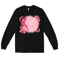Black customized breast cancer ribbon and background Long Sleeve Tee - MaliasSmallBusiness