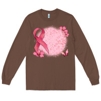 Customized Breast Cancer Ribbon And Background Long Sleeve Tee | Teevron