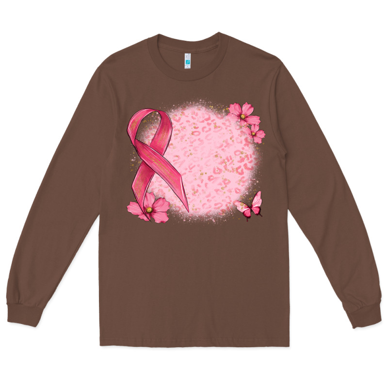 Customized Breast Cancer Ribbon And Background Long Sleeve Tee by MaliasSmallBusiness | Teevron
