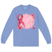 Colony Blue customized breast cancer ribbon and background Long Sleeve Tee - MaliasSmallBusiness