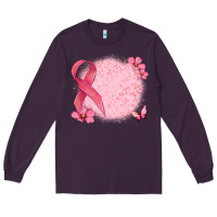 Plum customized breast cancer ribbon and background Long Sleeve Tee - MaliasSmallBusiness