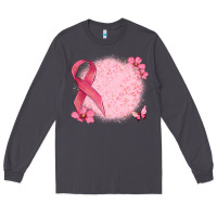 Smoke customized breast cancer ribbon and background Long Sleeve Tee - MaliasSmallBusiness