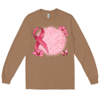 Toasted Coconut customized breast cancer ribbon and background Long Sleeve Tee - MaliasSmallBusiness