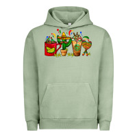 Pigment Oil Green Mexico Coffee Cups With Cactus Sombrero And Maraca Urban Hoodie - FaDigitalArtStudio