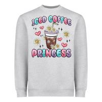 Heather Grey iced coffee princess Heavyweight Sweatshirt - MaliasSmallBusiness