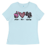 Baby Blue peace love racing Ladies Tee - JahusDesignShop