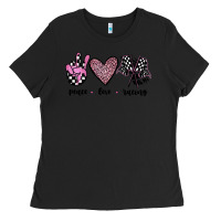 Black peace love racing Ladies Tee - JahusDesignShop