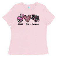 Bubblegum Pink peace love racing Ladies Tee - JahusDesignShop