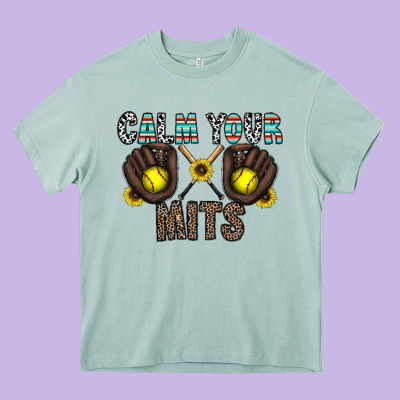 Calm Your Mits Heavy Core Tee Designed By Cowhidedigitalart