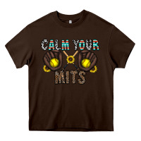 Chocolate Brown calm your mits Heavy Core Tee - CowhideDigitalArt